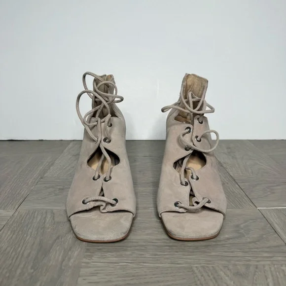 Vince Camuto Nahara Gray Tan Suede Heeled Sandal 8M - Picture 2 of 9